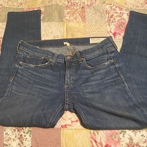 Rag & Bone Dre Deep Blue Distressed Straight Leg Jeans Size 28